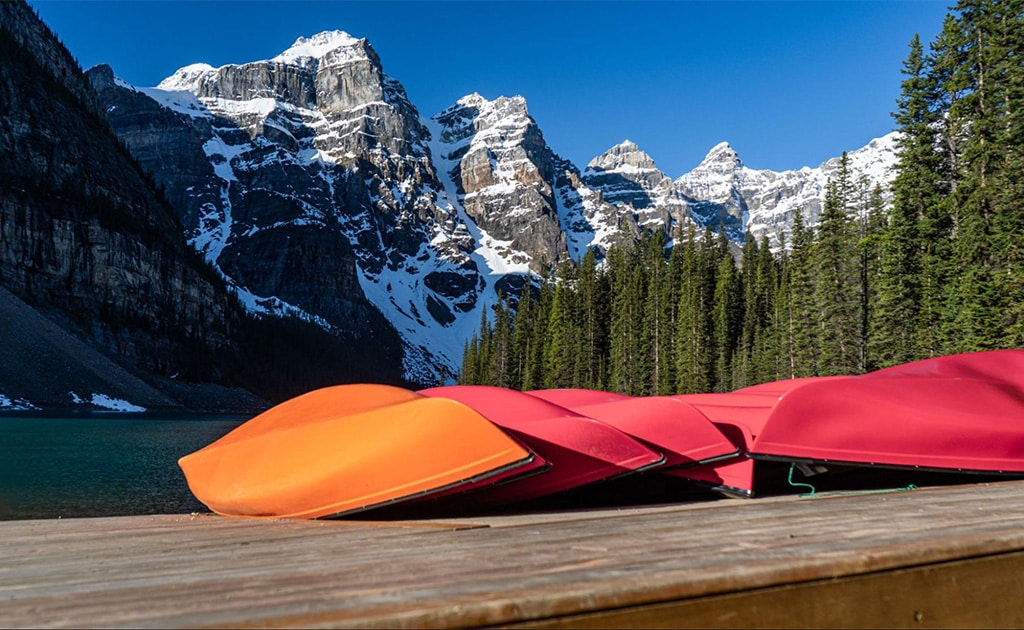 Canoes at Moraine Lake 