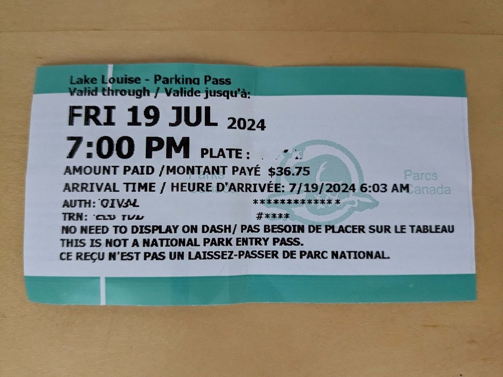 Lake Louise parking pass
